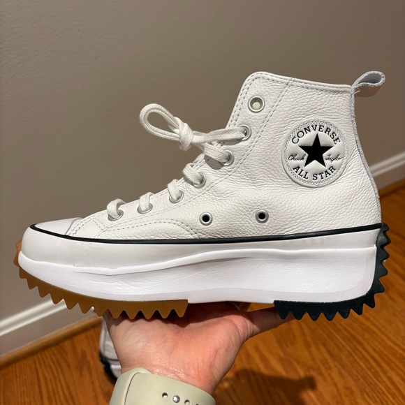 New Converse Run Star Hike Leather White Women's Platform Sneakers A04293C Sz 7 - Picture 4 of 12